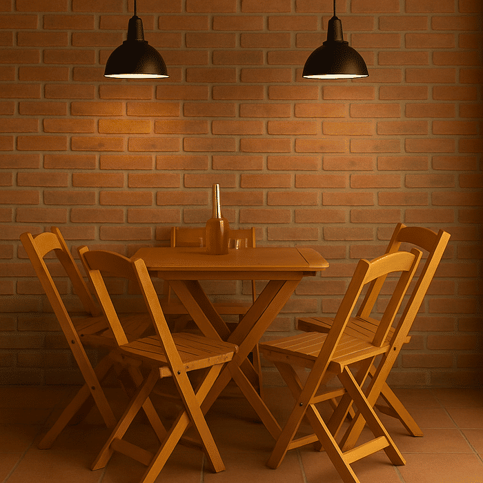 Conjunto Dobrável 70x70 Mesa com 4 Cadeiras Paraná