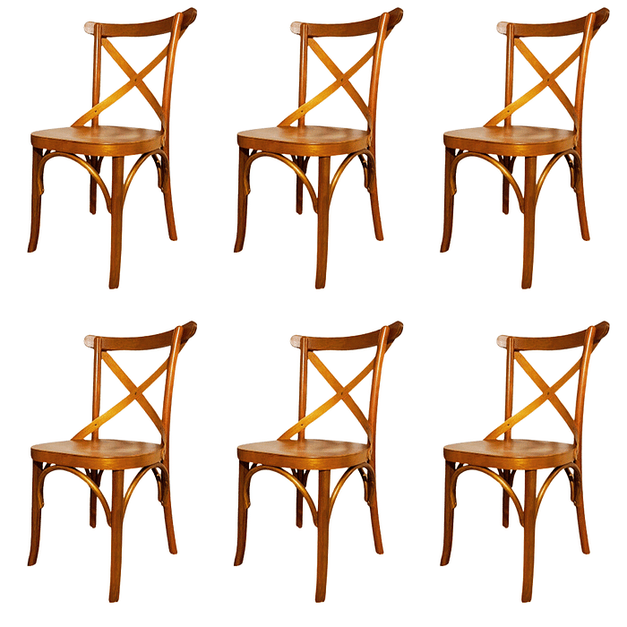 Kit 6 Cadeiras X Madeira Maciça Cor Mel
