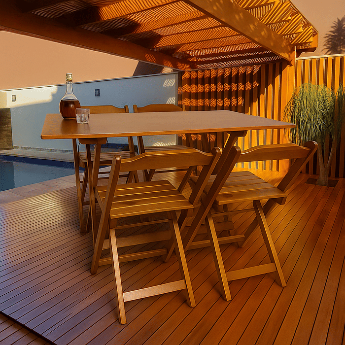 Conjunto Dobrável 120x70 Mesa com 4 Cadeiras Paraná