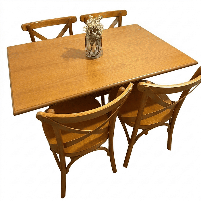 Mesa X 120x80 Com 4 Cadeiras X Madeira Maciça Mel