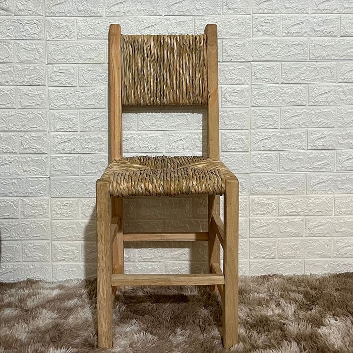 Cadeira de Palha com Assento e Encosto de Palha