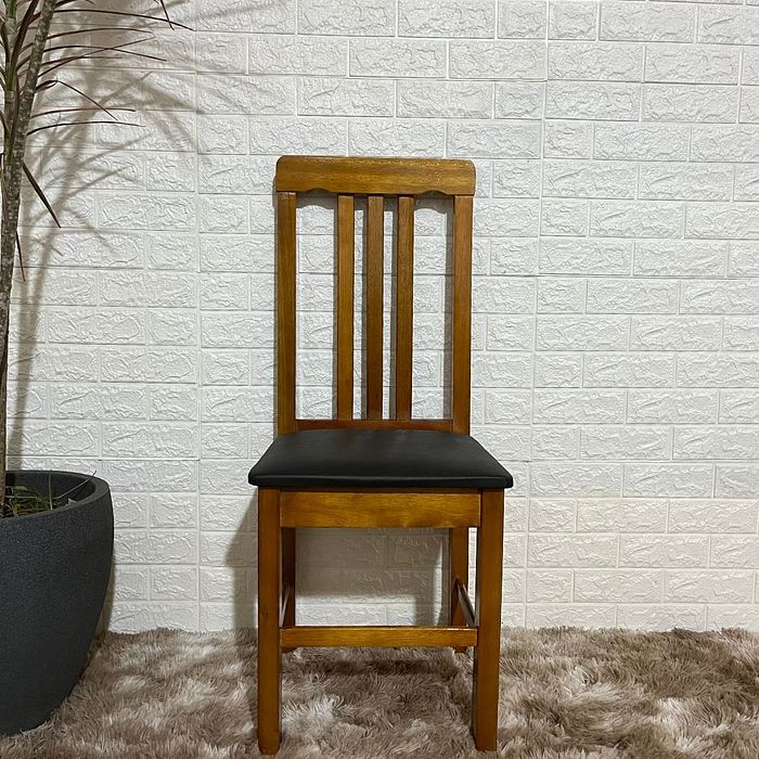 Cadeira Fixa Estofada Colonial Madeira Maciça