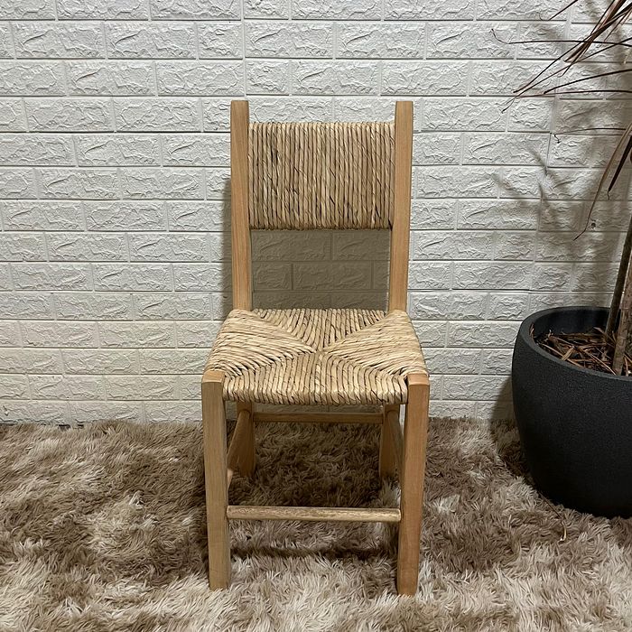 Cadeira de Palha com Assento e Encosto de Palha