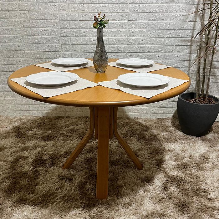 Mesa Redonda X de Madeira Maciça 120cm Cor:Mel