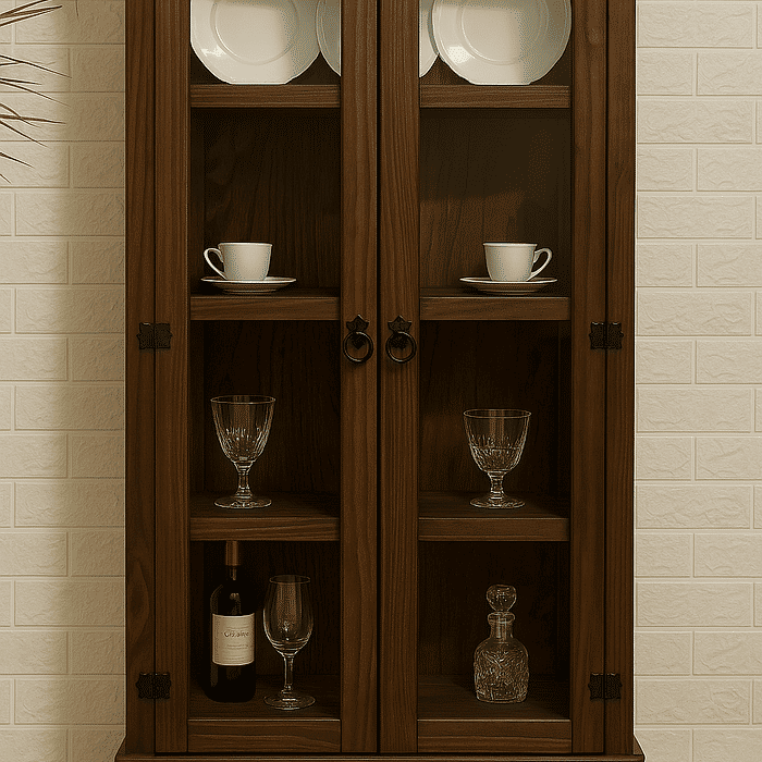 Cristaleira De Madeira Com Vidro nas Laterais De 2 Portas