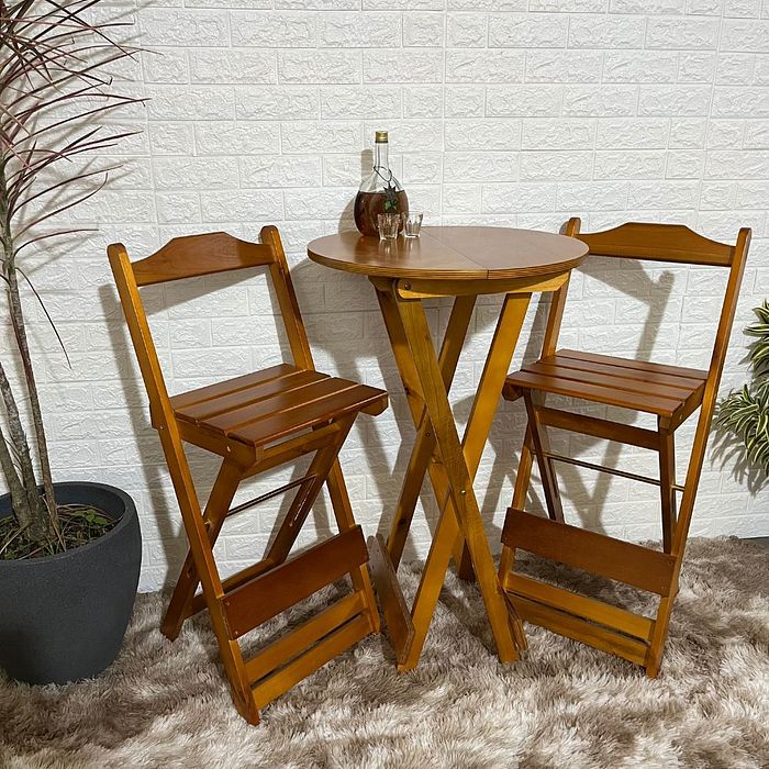 Kit 2 Conjunto Bistrô Dobrável com 2 Banquetas Paraná