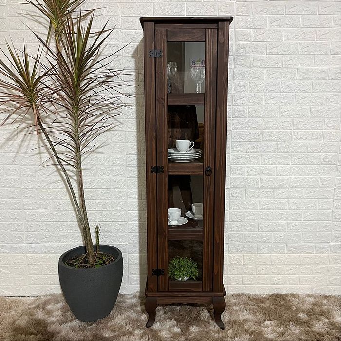 Cristaleira de Madeira com Vidros Laterais 1 Porta