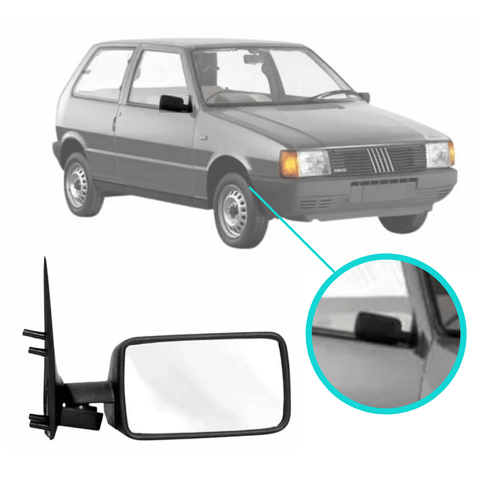 Retrovisor Direito Uno 1991 1992 1993 1994