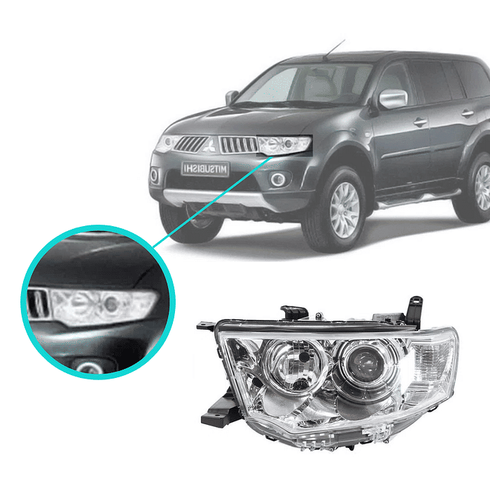 Farol Esquerdo Pajero Dakar Triton 2009 2010 2011 2012 2013 2014 2015 2016 Cromado