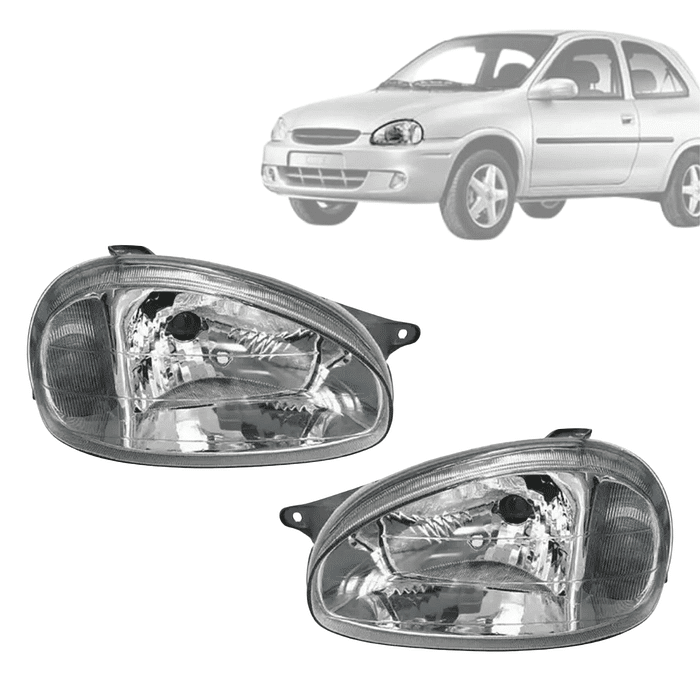 Par Farol Corsa Wind 1994 a 2009 Cromado Lente Raiada