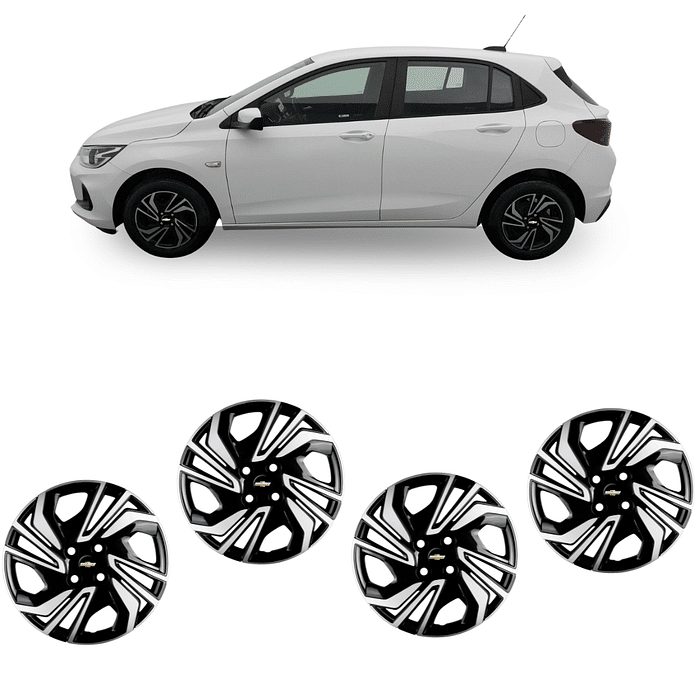 Jogo Calota Aro 15 Onix 2023 2024 Esportiva Preto / Prata