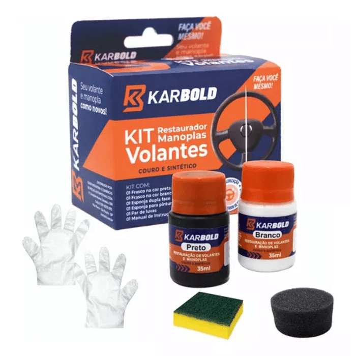 Kit Tinta Restaurador volante Manopla Preto Cinza Grafite
