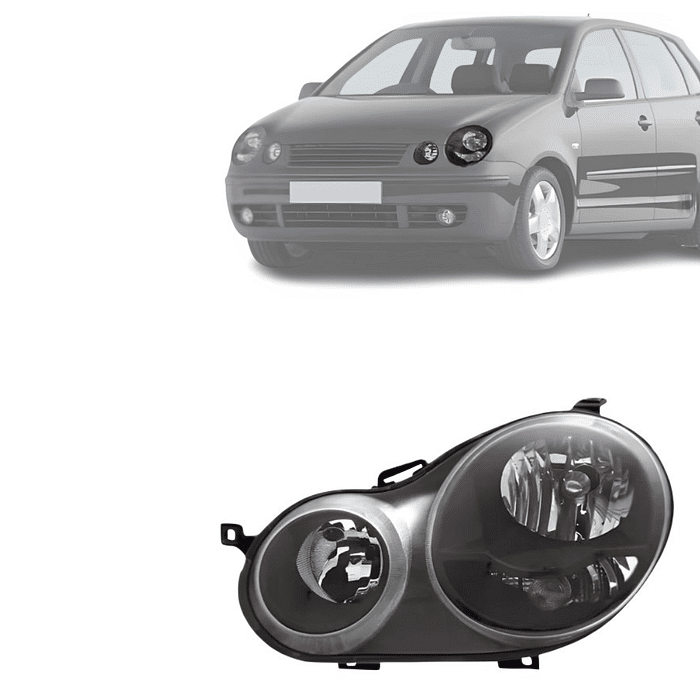 Farol Esquerdo Polo 2003 2004 2005 2006 Mascara Negra