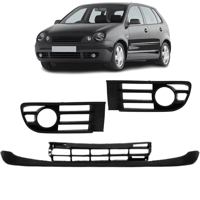 Kit Saia Spoiler Parachoque Dianteiro Polo 2003 2004 2005 COM FURO