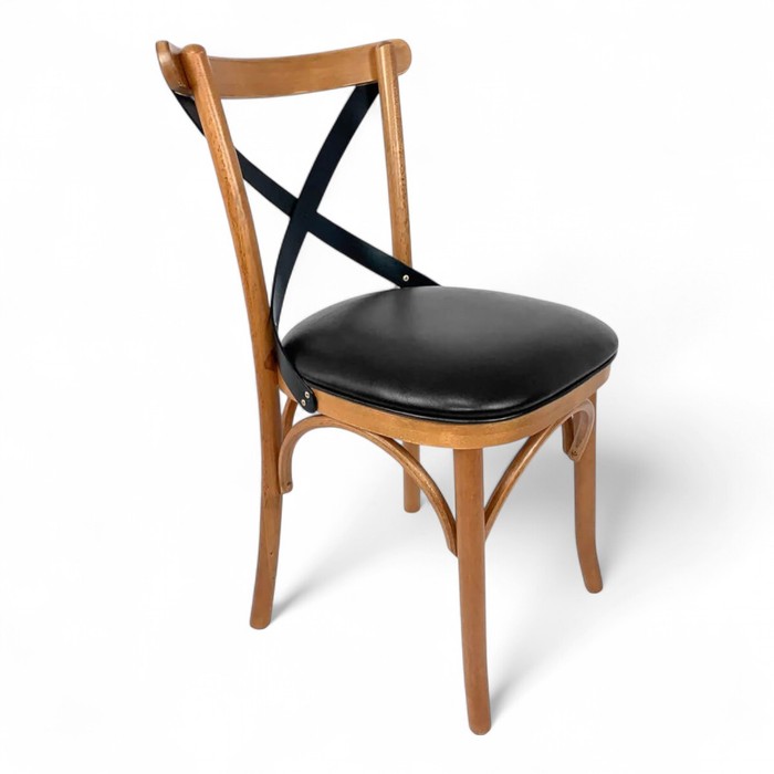 Cadeira Espanha Gourmet Verniz Mel E X Laqueado Preto Assento Courissimo Preto