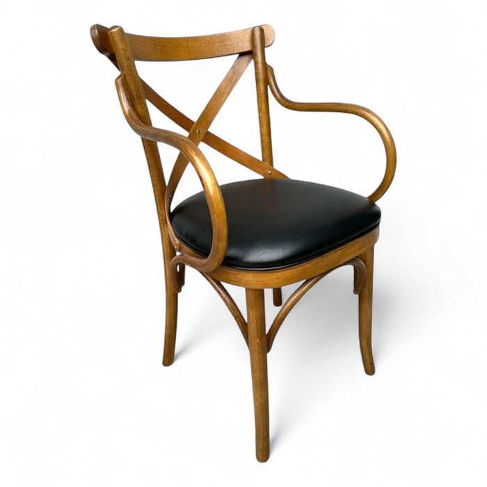 Cadeira Espanha Com Braços Castanho Estofado Courissimo Preto