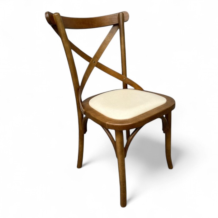 Cadeira Espanha Castanho Assento Em Madeira Maciça Estofado Courissimo Creme