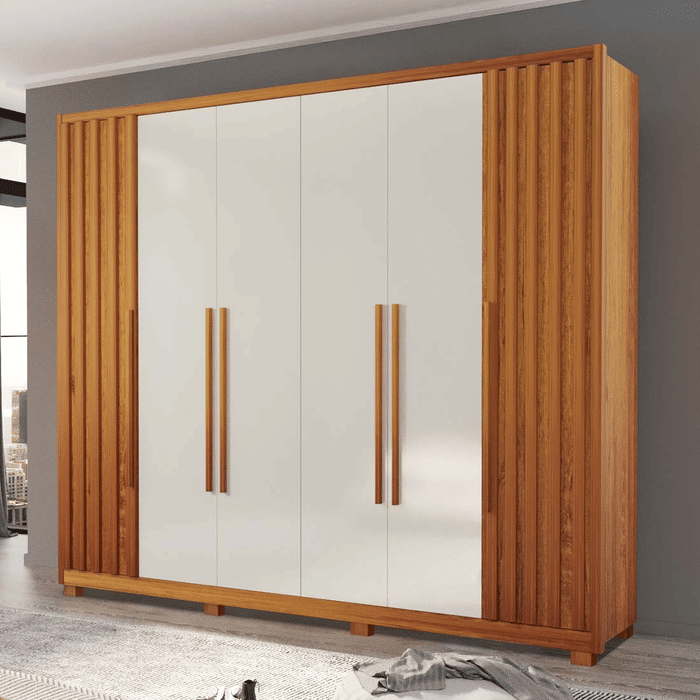 Guarda-Roupa Casal em MDF 6 Portas Bom Pastor Big Mary 2.7 - Natural/Off White/Ripado