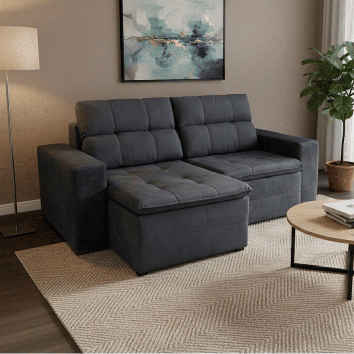 Sofá Retrátil e Reclinável Inovaflex Smart Milenium 3 Lugares Grafite