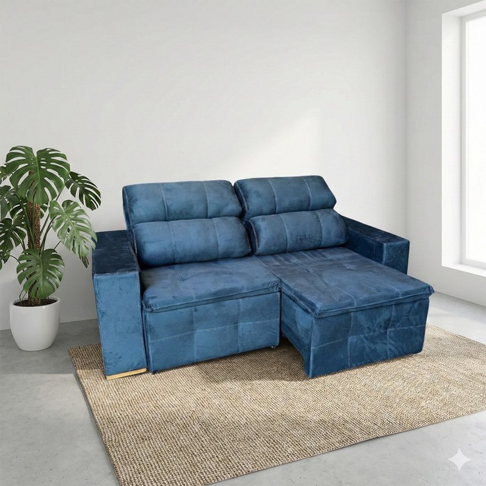 Sofá Retrátil e Reclinável Inovaflex Smart Milenium 3 Lugares Azul