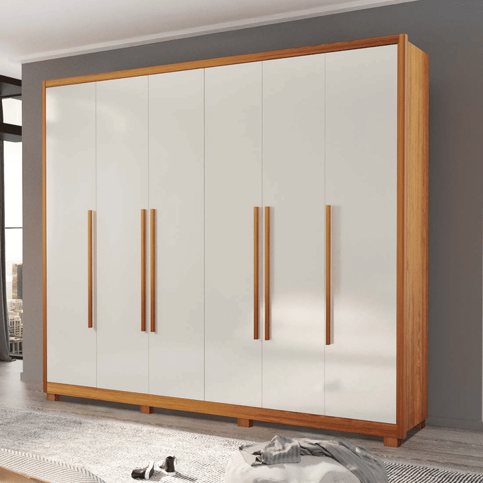 Guarda-Roupa Casal em MDF 6 Portas Bom Pastor Big Mary 2.7 - Naturall/Off White