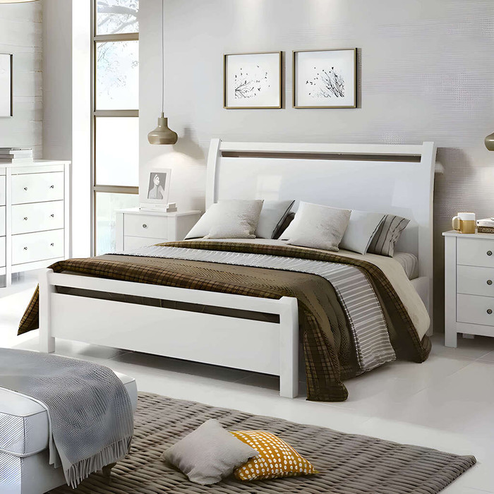 Cama Casal em MDF/MDP Lopas Reali Branco