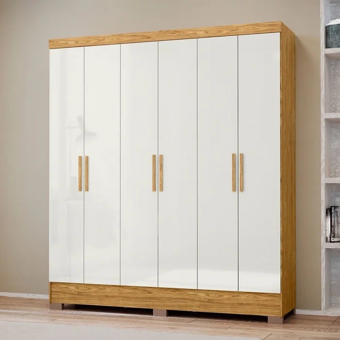 Guarda-Roupa Casal 6 Portas MX Móveis Gliese Marrocos/Off White