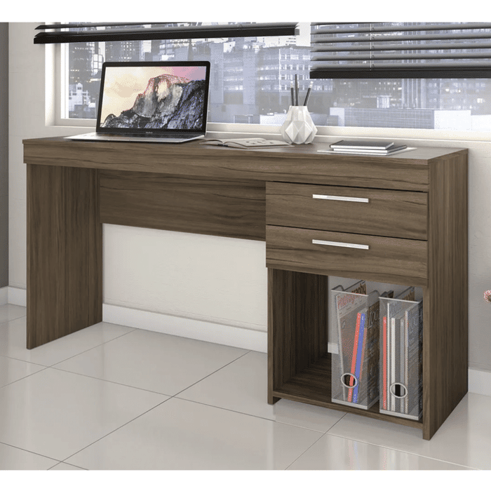 Escrivaninha/Mesa de Computador 2 Gavetas Office Nogal - Notável
