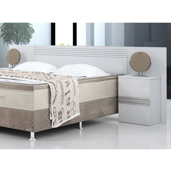 Cabeceira Casal/Queen em MDF Bom Pastor Guarapari - Branco Brilho