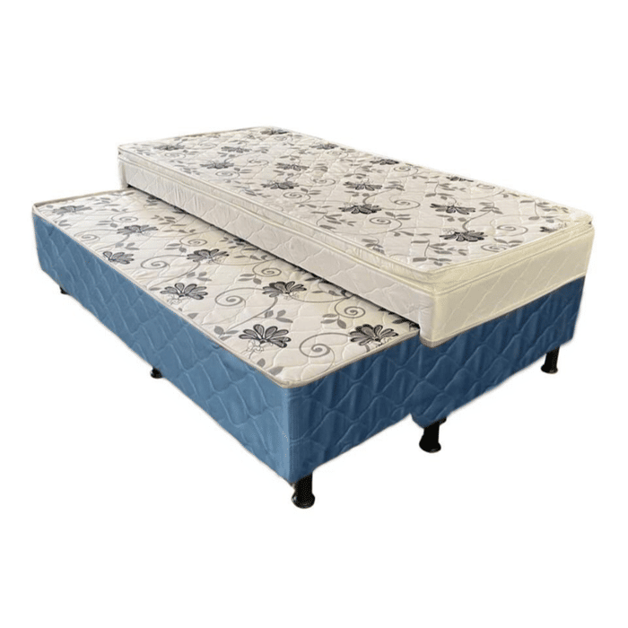 Cama Bibox Solteiro Conjugada com Auxiliar 88x188x50 Malu Charm Azul