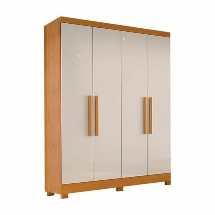 Guarda-Roupa Solteiro 4 Portas Sergipe Nature/Off White - Bianchi 