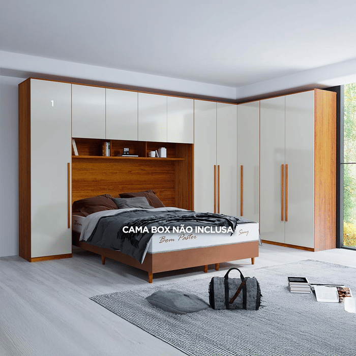 Guarda-Roupa Casal Modulado Tivoli 5 Peças 100% MDF, Natural/Bege - Bom Pastor
