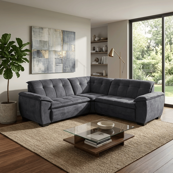 Sofá de Canto Lara 3 Peças 245x245cm 5 Lugares Mola Bonnel - Grafite