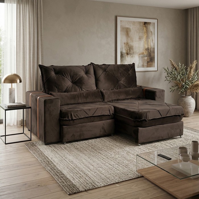 Sofá Retrátil Reclinável Imperador 2,00m Pillow Top de 20cm Inca 17  - Marrom