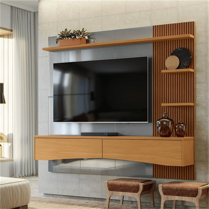 Painel Para TV 65 Polegadas 180cm Europa Cinza Perolizado/Tauari 3D -  Lukaliam 