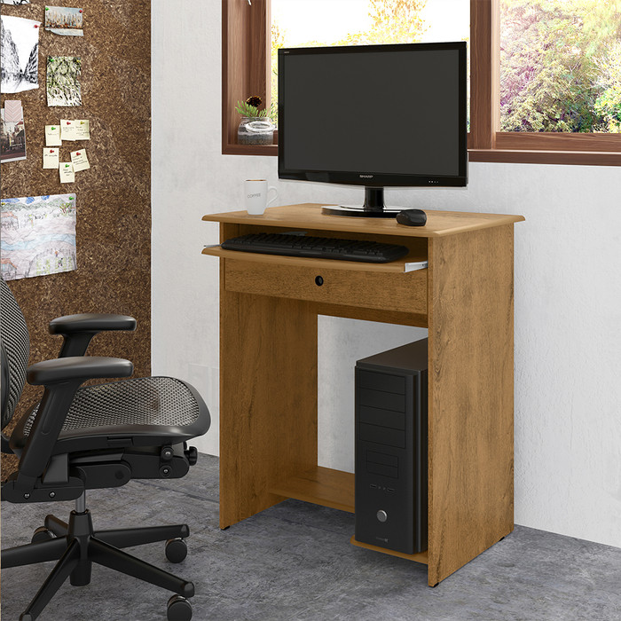 Escrivaninha/Mesa de Computador 1 Gaveta EJ Móveis Pratica Freijó