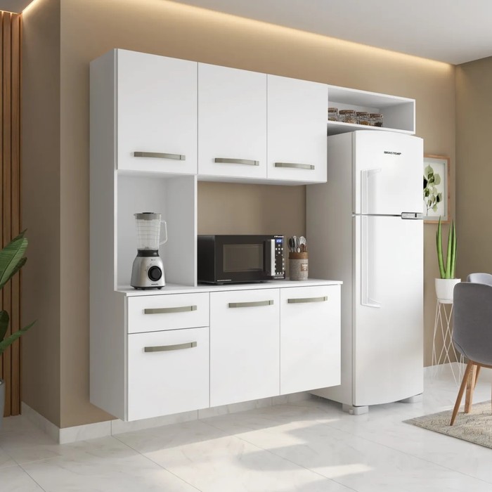 Cozinha Compacta Suspensa Completa Belíssima Branco - Fiorello