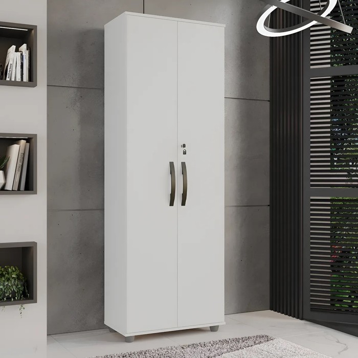 Armário Multiuso Caio 2 Portas 4 Prateleiras Branco CHF Móveis