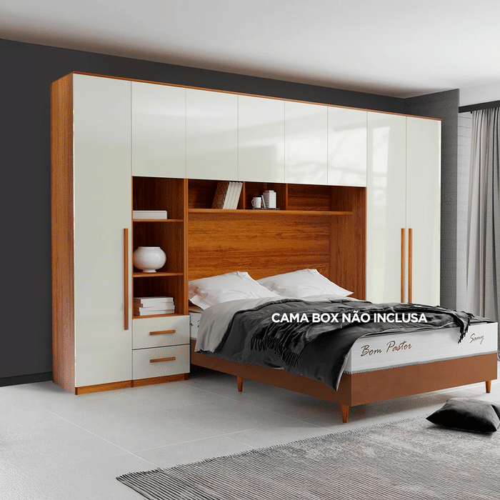 Guarda-Roupa Casal Modulado Tivoli 4 Peças 100% MDF, Natural/Bege - Bom Pastor