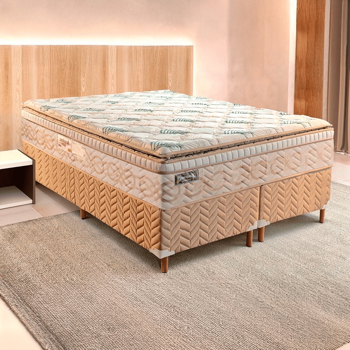 Conjunto Cama Box King Size Recordare Bambo Casal 193cm com Molas Ensacadas - Paropas