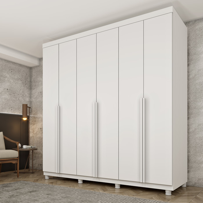 Guarda-Roupa Casal em MDF 6 Portas Tcil Móveis Joinville Branco