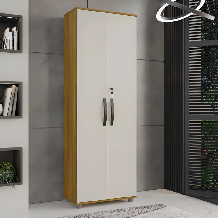 Armário Multiuso Caio 2 Portas 4 Prateleiras Cinamomo/Off White CHF Móveis