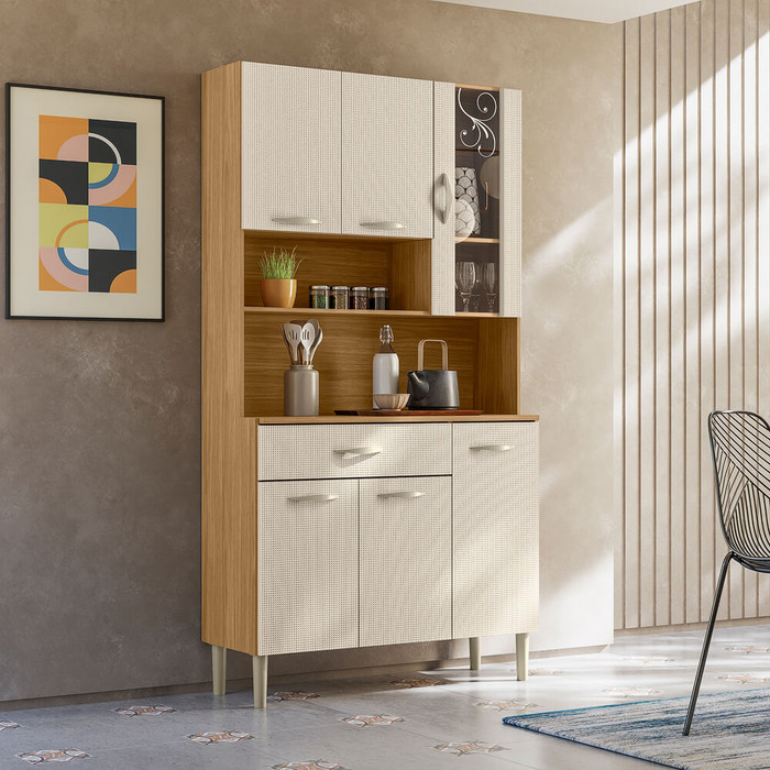 Armário de Cozinha 100% MDF Kit Golden 6 Portas Plus Freijó/Soft 