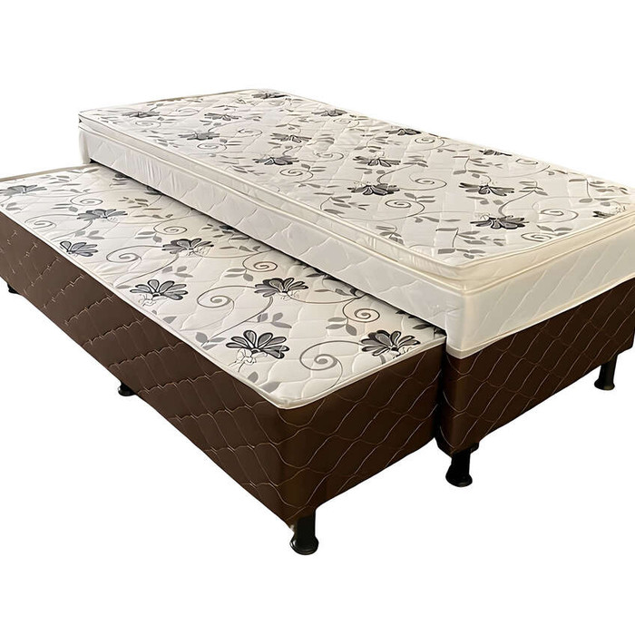 Cama Bibox Solteiro Conjugada com Auxiliar 88x188x50 Malu Charm Marrom