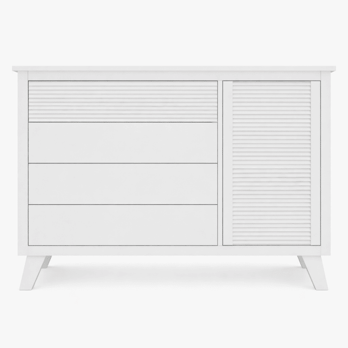 Cômoda Zig 4 Gavetas e 1 Porta de Madeira Maciça Branca