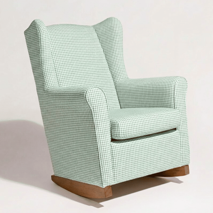 Poltrona de Amamentação Cloud com Balanço Xadrez Verde