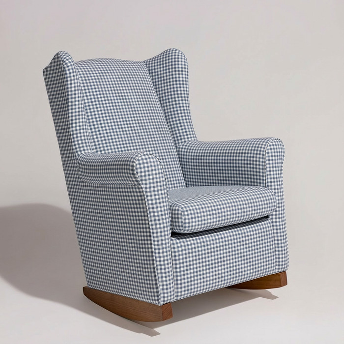 Poltrona de Amamentação Cloud com Balanço Xadrez Azul