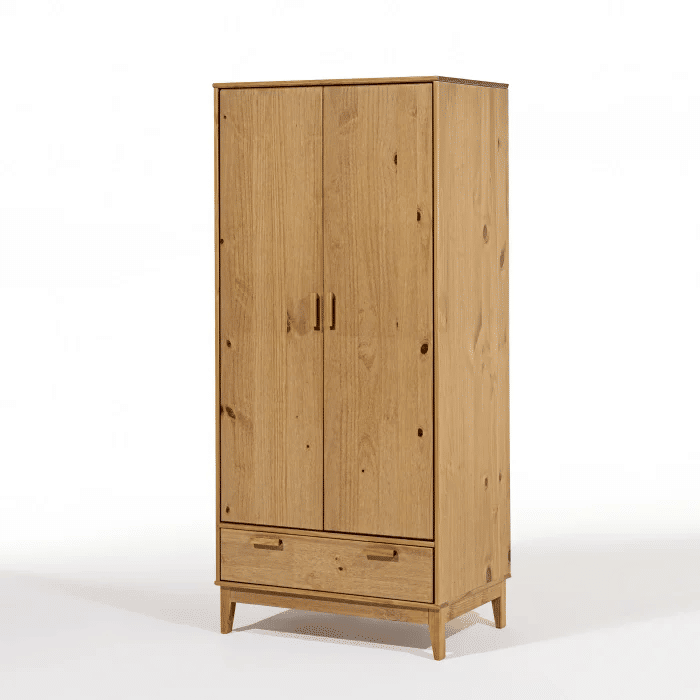 Roupeiro Alamo 2 Portas e 1 Gaveta em Madeira Natural