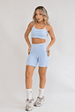 Conjunto Feminino Fitness Básico Bermuda e Top - Azul Polar