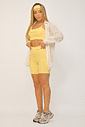 Conjunto Feminino Fitness Básico Bermuda e Top - Amarelo
